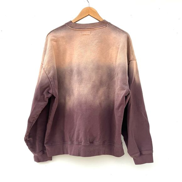 Anine Bing Harvey Crewneck Sweatshirt Washed Faded Burgundy Tie Dye Medium - Picture 5 of 11